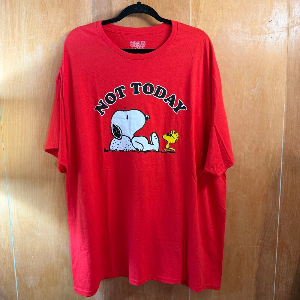 Peanuts Snoopy Woodstock Not Today Red Graphic T-Shirt 3XL Hybrid Apparel Cotton